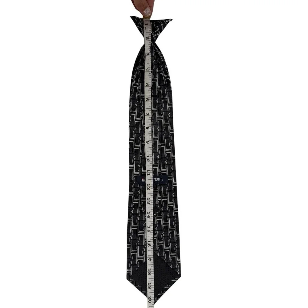 Puritan Geo Print‎ Men's Clip-On Tie Gray Black Tan Shapes 20